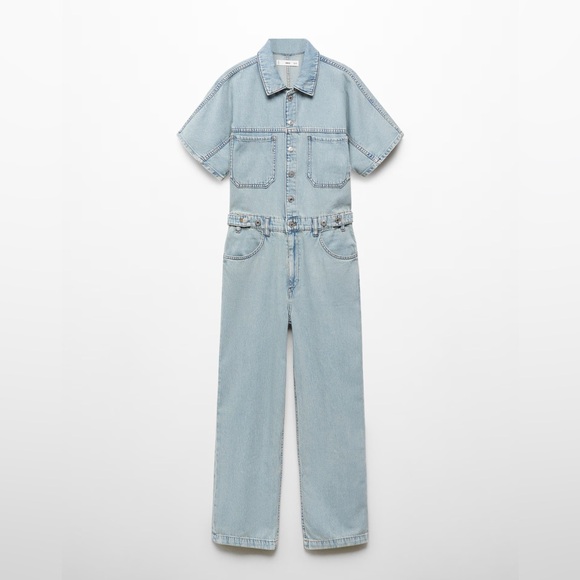 Mango Light Blue Denim Jumpsuit NWT - Picture 2 of 4